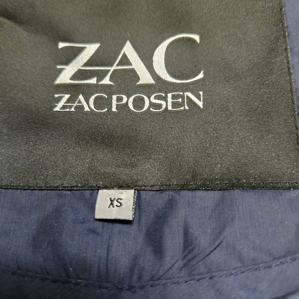 ZAC POSEN Designer Navy Blue Fit And Flare Lightweight Jacket With Hood. XS - Picture 11 of 14